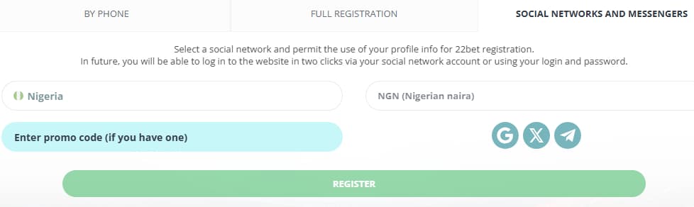 How to registration via social media