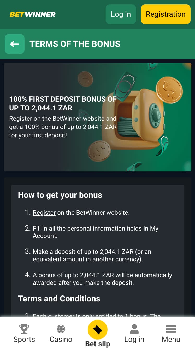 Betwinner welcome bonus