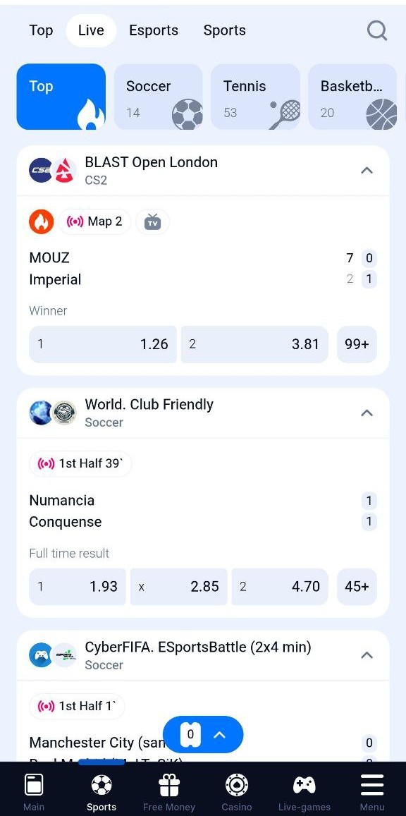 Bookmaker sport feautures