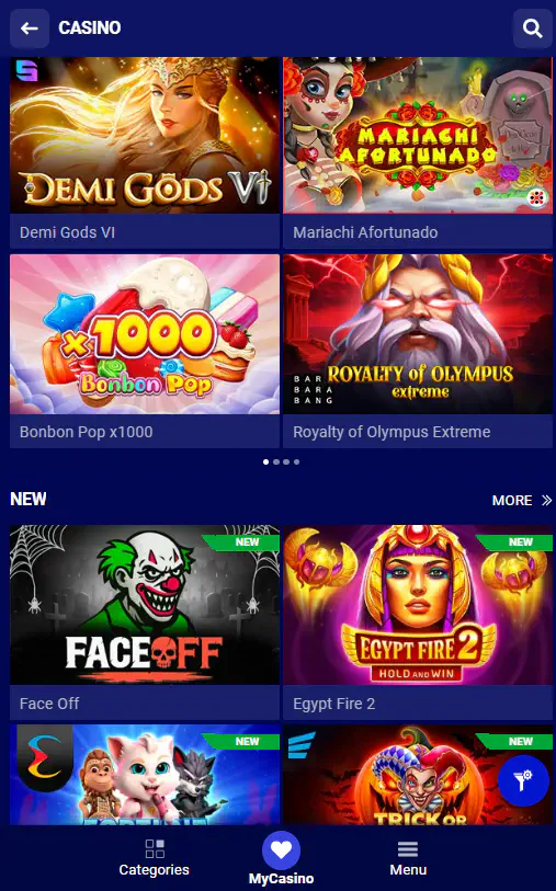 Casino games in PariPesa