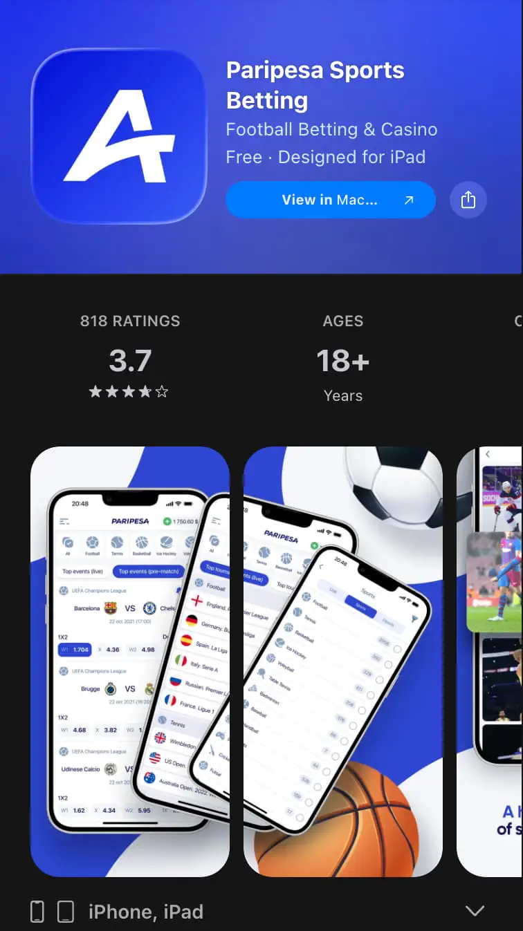 Paripesa iOS app