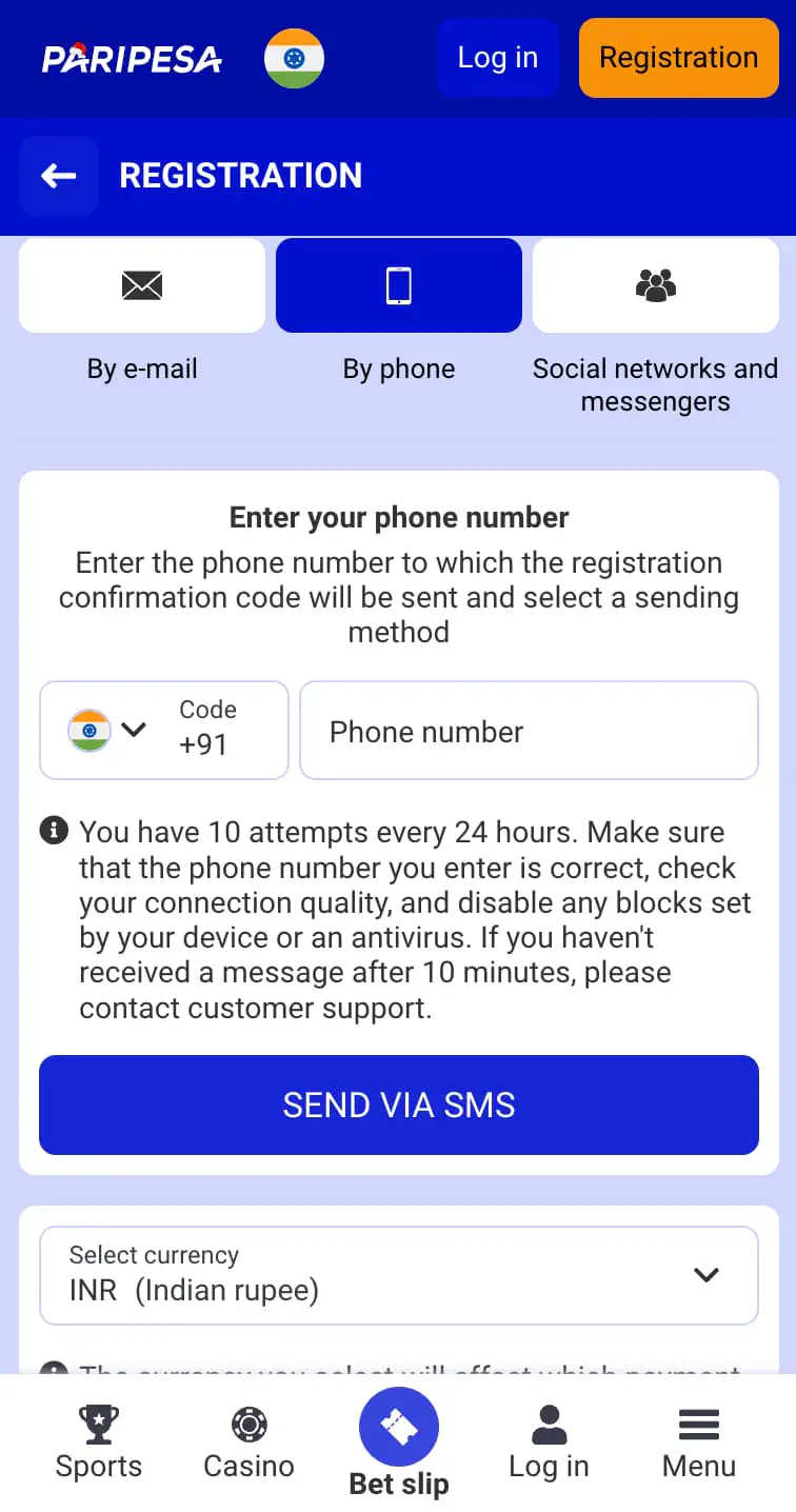 Registration Through the App