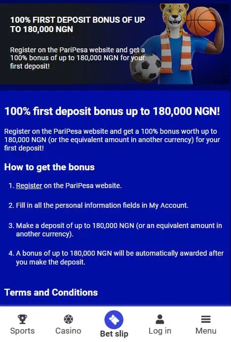 Welcome bonus on sport