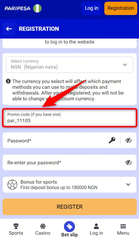 How to activate the promo code par_11105