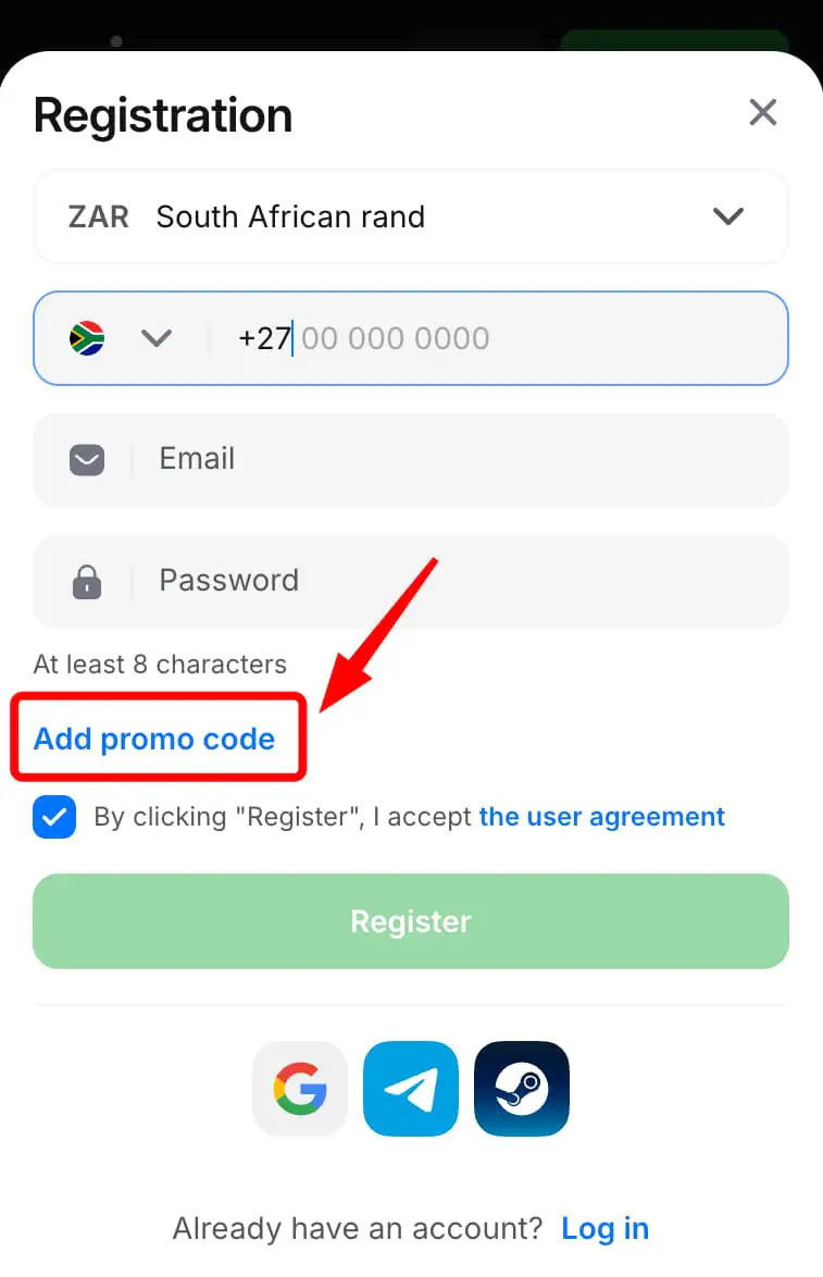 Skärmbild av 1wins hemsida med markering av bonus- och registreringssektioner