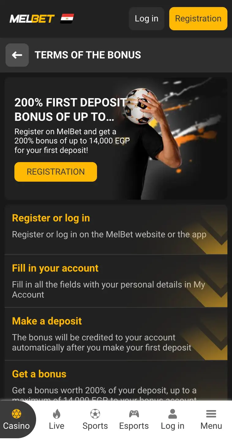 Melbet Welcome Bonus in Egypt