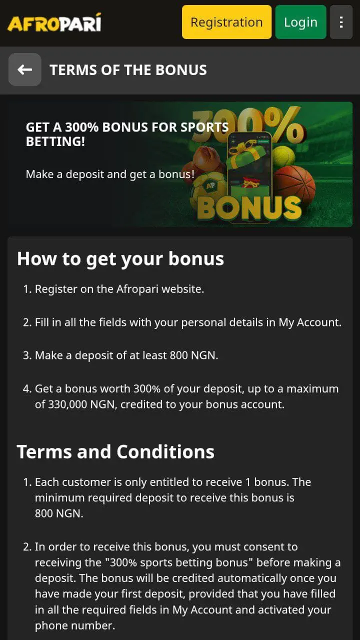 AfroPari Welcome Bonus