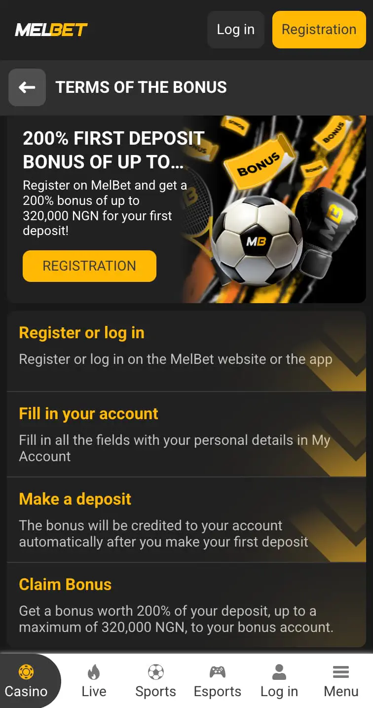 Bonus for Registration In Melbet Nigeria