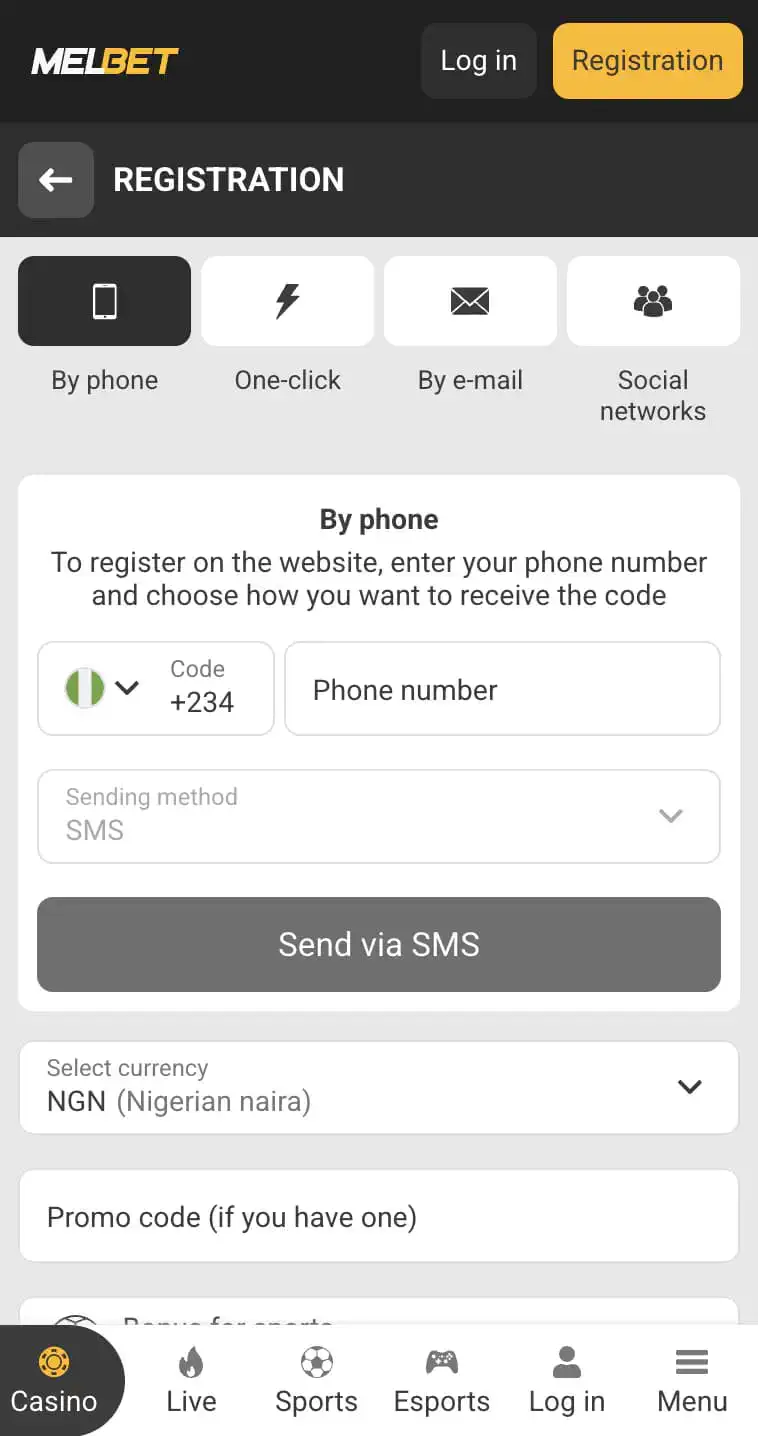 Melbet Registration by Phone