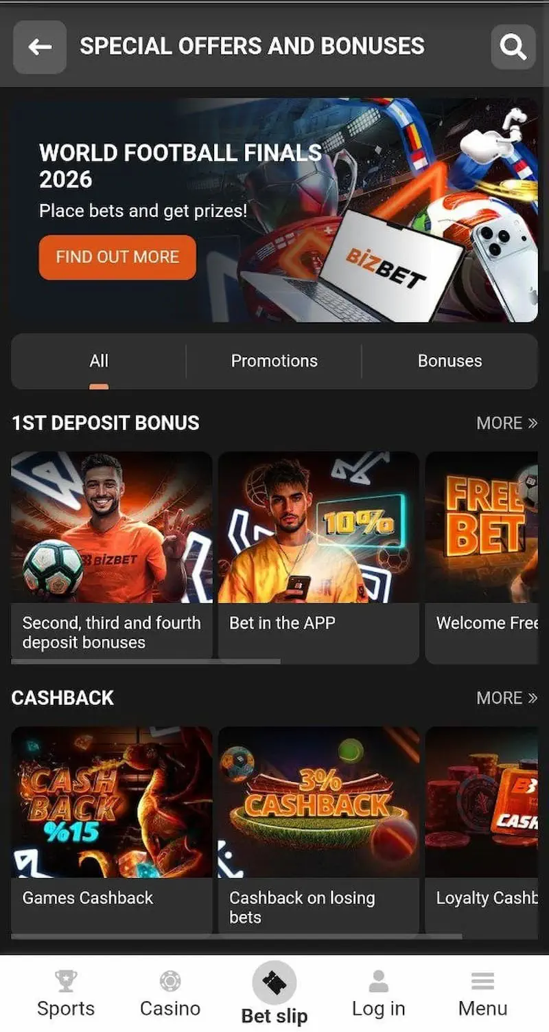 Bizbet Bonuses