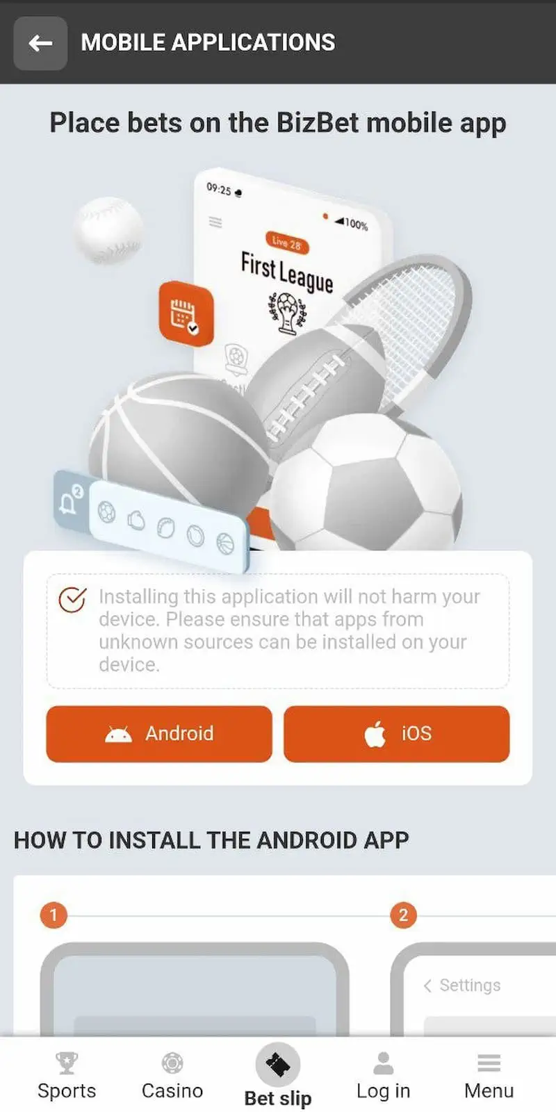 BizBet mobile app