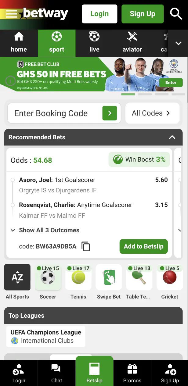 Betway Odds