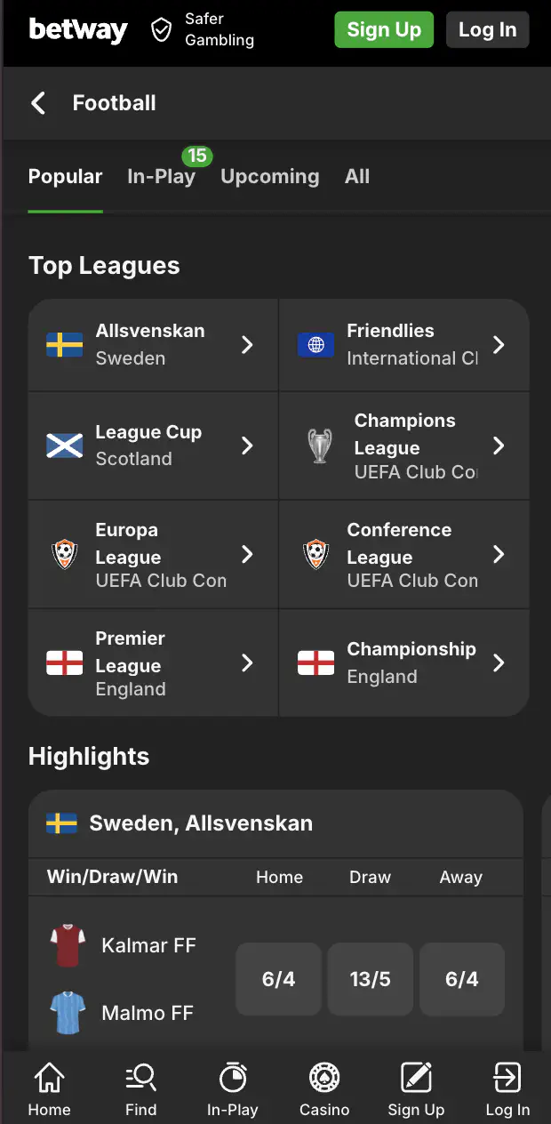 Betway sports betting