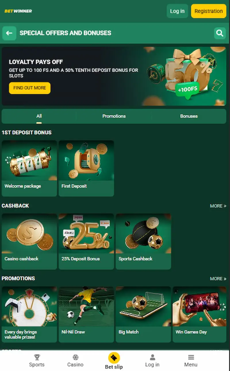 Betwinner special offer
