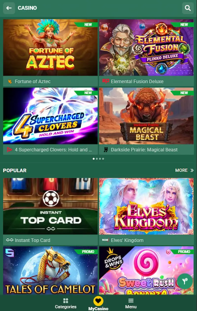 Betwinner casino games