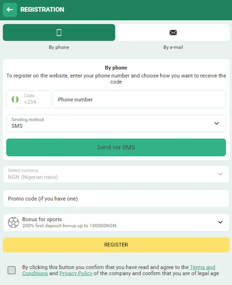 How to register in Betwinner