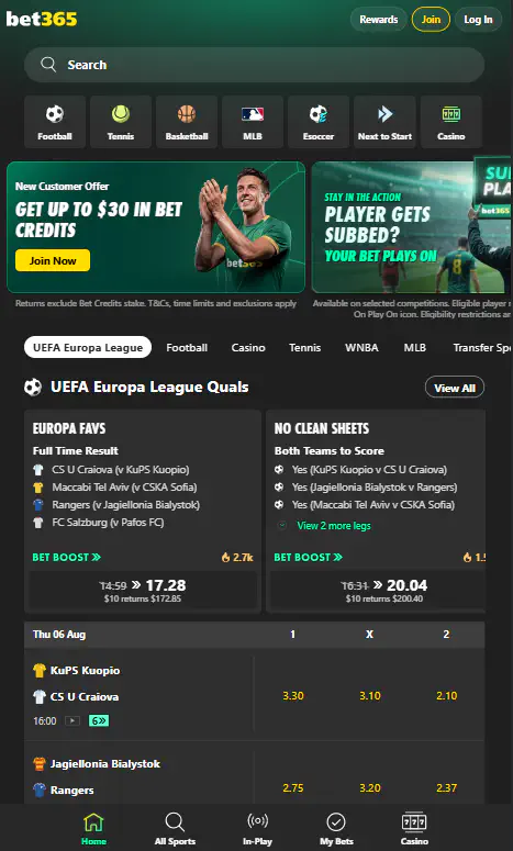 Bet365 main page