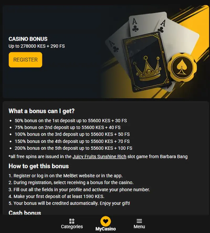 Melbet bonus for casino