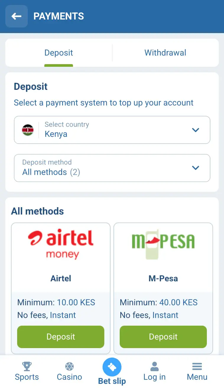 1xBet Payment Methods