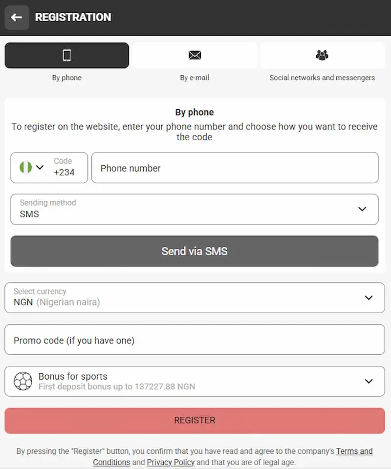 Xparibet registration by phone