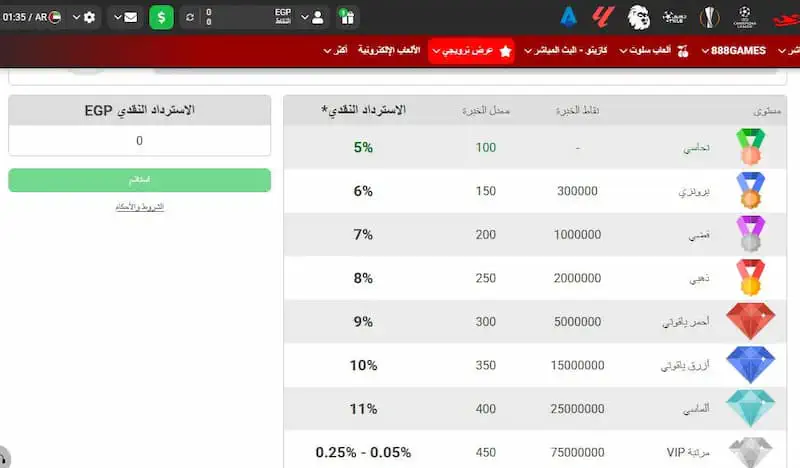 برنامج ولاء 888starz