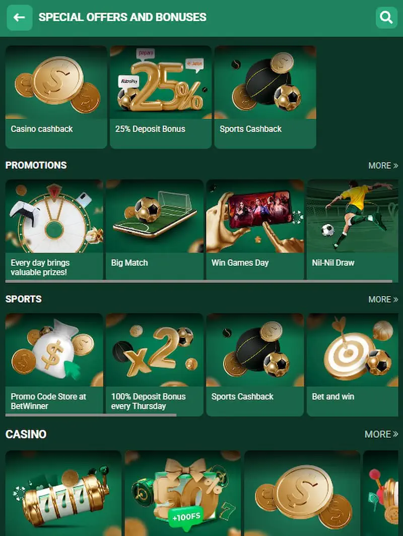 Other Betwinner bonuses