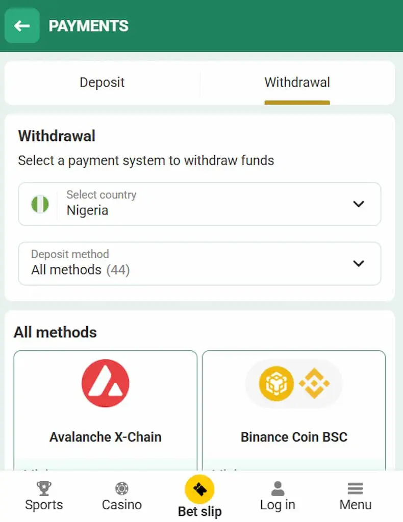 Betwinner Withdrawal Methods